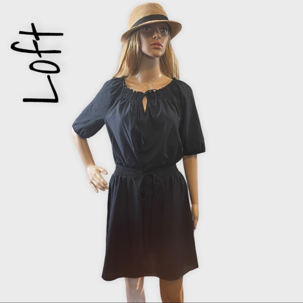 LOFT black short sleeve dress